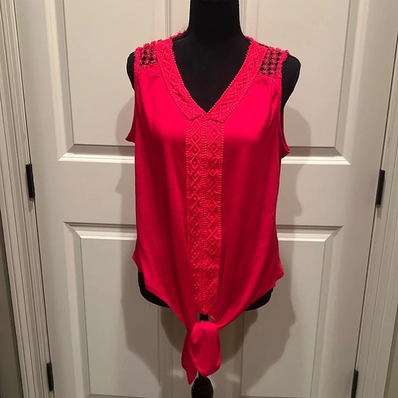NWOT All in Love Medium Red Blouse with Lace Embellishment - Picture 1 of 4